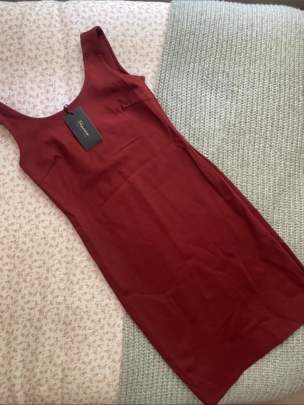 Shinestar Burgundy Sleeveless Midi Dress
